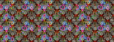 Gri renkli çiçekler. Raster illüstrasyonunda çiçek deseni çizimi.