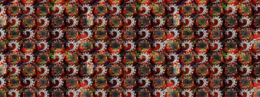 Raster illüstrasyonundaki çiçek desenli çizim. Kahverengi renklerde. Güzel kumaş deseni. Raster illüstrasyonu.