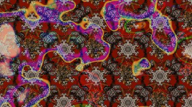 Raster illüstrasyonundaki çiçek desenli çizim. Suluboya tarzında kahverengi renkte çiçekler.