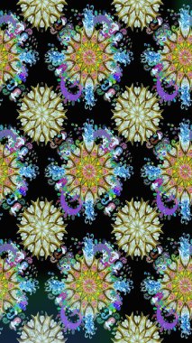 Çiçekli bahar çiçekleri. Küçük çiçekte güzel bir desen. Küçük renkli çiçekler. Moda baskıları için zarif bir şablon. Motley illüstrasyonu. Çizim.