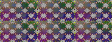 Renkli Yaz Temalı Kusursuz Arkaplan. Düz Çiçek Elementleri Tasarımı. Raster Illustrasyon 'da moda olmayan çiçek deseni. Gri ve kahverengi renkte çiçekler.