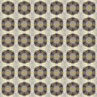 Gri, bej ve kahverengi renklerde altın element. Antika altın tekrarlanabilir duvar kağıdı. Damask arkaplanı tekerrür ediyor. Barok tarzında altın çiçek süsü..