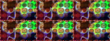 Kahverengi ve yeşil renkli çiçekler. Raster illüstrasyonunda kusursuz çiçek deseni.