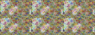 Karalama çiçeği. Düz Çiçek Elementleri Tasarımı. Renkli Bahar Temalı Kusursuz Arkaplan. Raster illüstrasyonu. Zentangle soyut çiçekleri. Şirin kumaş deseni.