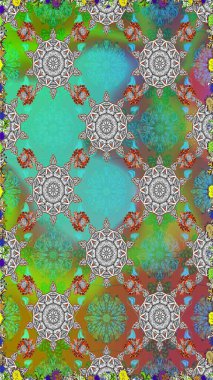 Raster kusursuz. Güzel kumaş deseni. Çiçek deseni. Renkli Bahar Temalı Kusursuz Arkaplan. Düz Çiçek Elementleri Tasarımı.