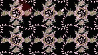 Siyah renkli çiçekler. Raster illüstrasyonunda çiçek deseni çizimi.