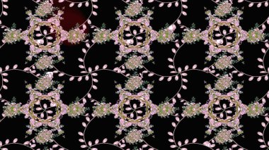 Siyah renkli çiçekler. Raster illüstrasyonunda çiçek deseni çizimi.