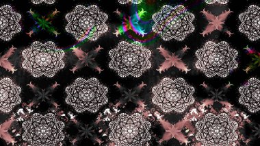 Çocuksu tasarım. Tekstil, kumaş, ambalaj, hatıra defteri için hoş bir çiçek arkaplanı. Siyah arka planda. Elle çizilmiş karalama çiçekleri ile Raster çizim deseni.