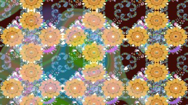 Raster - stok. Kahverengi çiçekli eskiz deseni, suluboya çiçek deseni, sevimli çiçek, duvar kağıdı, kart veya kumaş için fayanslı.