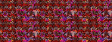 Kırmızı renkte çiçekler. Raster illüstrasyonu. Çizim çiçek deseni duvar kağıdı için kullanılabilir.