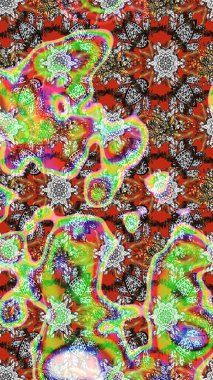 Raster illüstrasyonu. Raster illüstrasyonu. Çiçek desenli çizim. Tarafsız renklerde çiçekler. Asya tekstil tarzında.