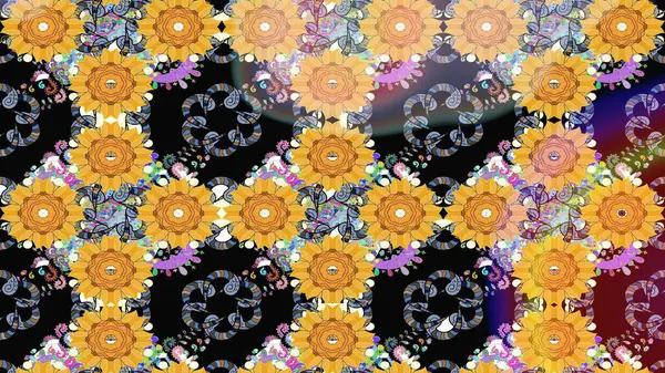 Robot resim. Küçük çiçekte güzel bir desen. Motley illüstrasyonu. Küçük renkli çiçekler. Moda baskıları için zarif bir şablon. Çiçekli bahar çiçekleri.