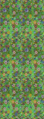 Raster illustration. Seamless floral pattern in folk style with flowers, leaves. Hand drawn.