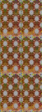 Raster Çiçek İllüstrasyonu güzel tekstil. Kahverengi ve gri renklerde etnik çiçeklerle kusursuz bir desen..