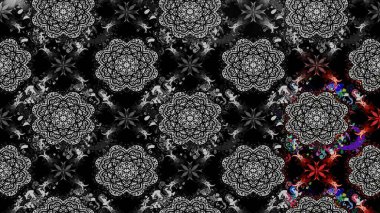 Siyah renkli şirin tekstil. Renkli çizim kalıbı. Raster illüstrasyonu. Çiçek duvar kâğıdı. Çiçek arka planı.