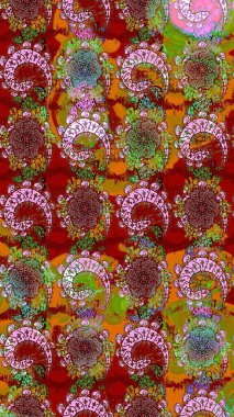 Kırmızı renkte çiçekler. Raster illüstrasyonu. Çizim çiçek deseni duvar kağıdı için kullanılabilir.