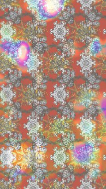 Gri renkli çiçekler. El çizimi çiçekli soyut çizim kalıbı. Raster illüstrasyonu.