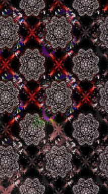 Siyah renkler üzerine çiçek desenli eskiz, el yapımı papatyalar, papatyalar. Tekrarlayan çiçek arkaplanı, zarif siyah çiçekler duvar kağıdı..