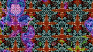 Suluboya çiçekli çiçek deseni. Raster illüstrasyonu. Mavi renkte güzel tekstil.