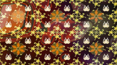 Tropik çiçek desenleri. Raster illüstrasyonu. Kahverengi renkte çiçekler.