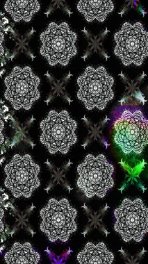 Kumaş desenli papatya çiçeği detayı. Siyah renkte çiçekler.