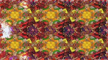 Renkli Bahar Teması eskiz kalıbı. Düz Çiçek Elementleri Tasarımı. Sevimli çiçek raster deseni. Kahverengi renkte çiçekler.