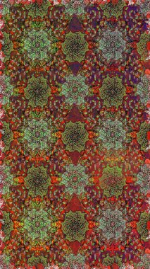 Kızılderili desenli desenli desenli şal deseni. Raster Henna dövme stili. Etnik Mandala süsü. Tekstil, tebrik kartı, boyama kitabı, telefon kılıfı baskısı için kullanılabilir.