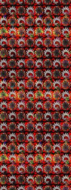 Sketch Colour Spring Theme eskiz kalıbı. Düz Çiçek Elementleri Tasarımı. Kırmızı renkte çiçekler. Sevimli çiçek raster deseni.