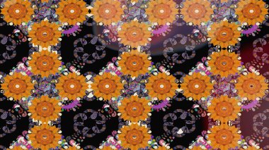 Turuncu renkte yaz çiçekleri. Raster deseni. Küçük çiçekteki sevimli çiçek deseni. Raster illüstrasyonu.