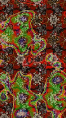 Düz Çiçek Elementleri Tasarımı. Renkli Yaz Temalı eskiz kalıbı. Kahverengi renkli çiçekler. Raster illüstrasyonunda çiçek deseni çizimi.