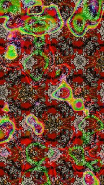 Raster illüstrasyonundaki çiçek desenli çizim. Kırmızı renkte çiçekler.