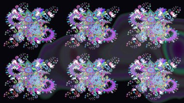 El çizimi. Raster illüstrasyonu. Güzel kumaş deseni. Çiçekler, dallar, otlar ve çiçekler.