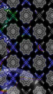 Kumaş desenli papatya çiçeği detayı. Siyah renkte çiçekler.