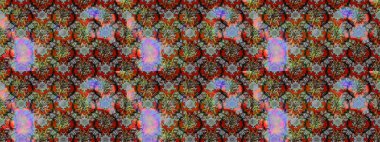 Çiçeksel fantezi tasarımı ve parlak bir arka plan çizimi. Renkli Bahar Teması eskiz kalıbı. Düz Çiçek Elementleri Tasarımı.