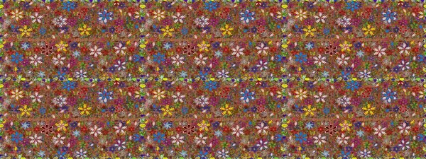 Çiçek deseni. Raster illüstrasyonu. Kusursuz Chichi kumaş deseni. Renkli Bahar Temalı Kusursuz Arkaplan. Düz Çiçek Elementleri Tasarımı.