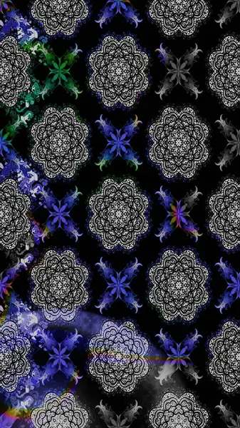 Kumaş desenli papatya çiçeği detayı. Siyah renkte çiçekler.