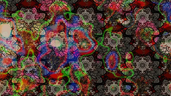 Raster illüstrasyonu. Kahverengi renkli çiçekler. Çiçek süslemeli çizim deseni.