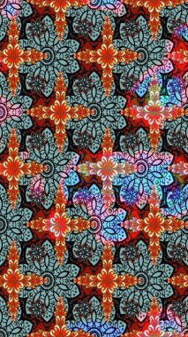 Mavi renkli çiçekler. Asya tekstil tarzında. Düz Çiçek Elementleri Tasarımı. Çiçek desenli çizim. Raster illüstrasyonu. Renkli Bahar Teması çizim şablonu.