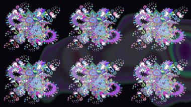 El çizimi. Raster illüstrasyonu. Güzel kumaş deseni. Çiçekler, dallar, otlar ve çiçekler.