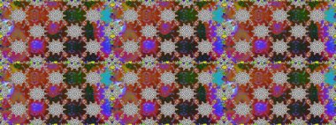 Raster deseni. Kahverengi renkte yaz çiçekleri. Raster illüstrasyonu. Küçük çiçekte sevimli çiçek deseni var..