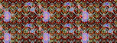 Çiçeksel fantezi tasarımı ve parlak bir arka plan çizimi. Renkli Bahar Teması eskiz kalıbı. Düz Çiçek Elementleri Tasarımı.