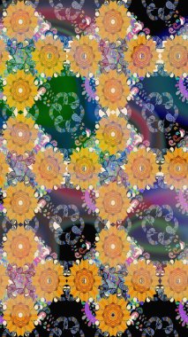 Raster illüstrasyonu. El çizimi çiçekli soyut çizim kalıbı. Bej renkte çiçekler.