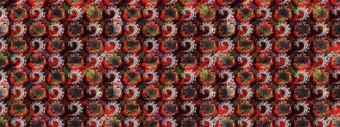 Çizim çiçek deseni duvar kağıdı, web sitesi arka planı, ambalaj kağıdı, davetiye, broşür, afiş veya web sitesi için kullanılabilir. El çizimi Raster çizimi. Parlak elementlerin.