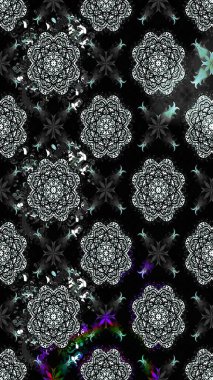 Nazik, yaz çiçekleri siyah renklerde. Raster illüstrasyonu. Raster çiçek desenli ve çiçekli..