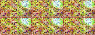 Raster illustration. On yellow and green colors. Seamless Floral Pattern in Raster illustration. Beautiful fabric pattern.