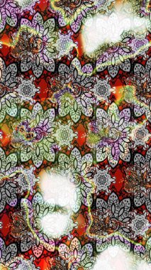 Tekstil tasarımı için gri renkli geleneksel halk çiçekleri buketi. Üzerinde gelincikler ve vadi zambakları olan renkli çiçek desenli nakış..