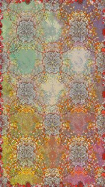 Raster. Düz Çiçek Elementleri Tasarımı. Renkli Bahar Teması Kusursuz Arkaplan.