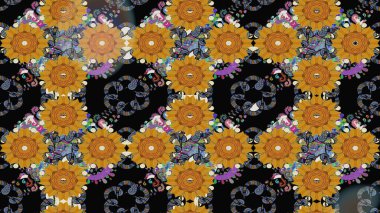 Siyah renkli çiçekler. Renkli Yaz Temalı eskiz kalıbı. Raster illüstrasyonundaki çiçek desenli çizim. Düz Çiçek Elementleri Tasarımı.