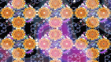 Raster illüstrasyonu. Mor renkli çiçekler. Renkli Bahar Teması eskiz kalıbı. Çiçekli çiçek deseni, suluboya. Düz Çiçek Elementleri Tasarımı.