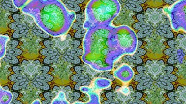 Raster illüstrasyonundaki çiçek desenli çizim. Yeşil renkte çiçekler.